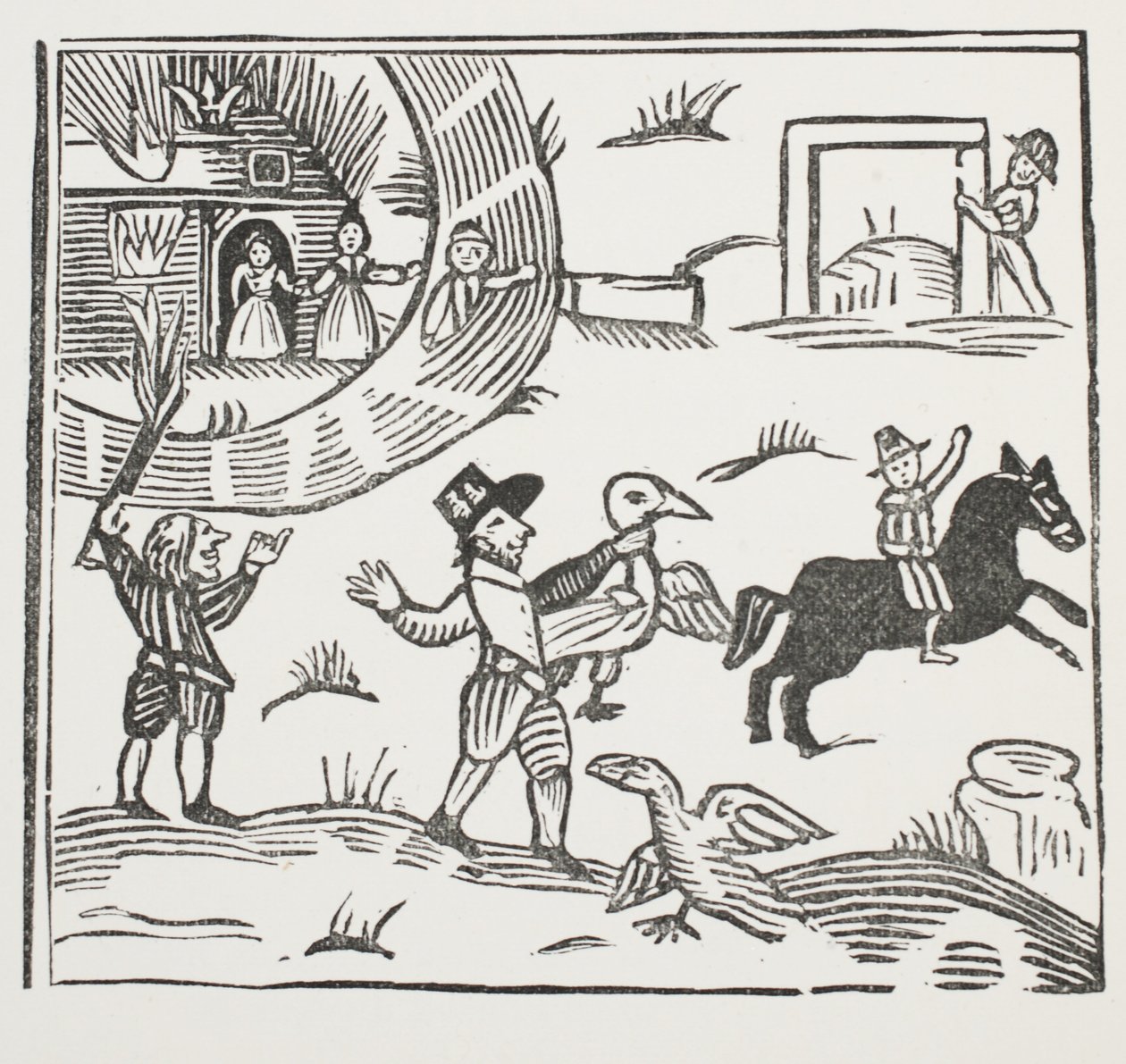 The Mad Pranks of Tom Tram, illustration fra Chap-books of the Eighteenth Century af John Ashton, pub. 1882 af English School