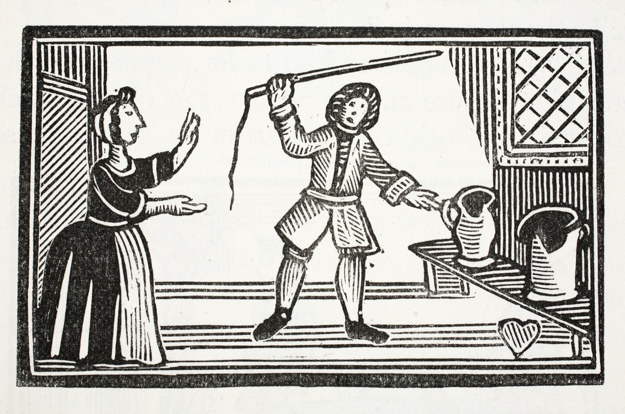 The Mad Pranks of Tom Tram, illustration fra Chap-books of the Eighteenth Century af John Ashton, pub. 1882 af English School