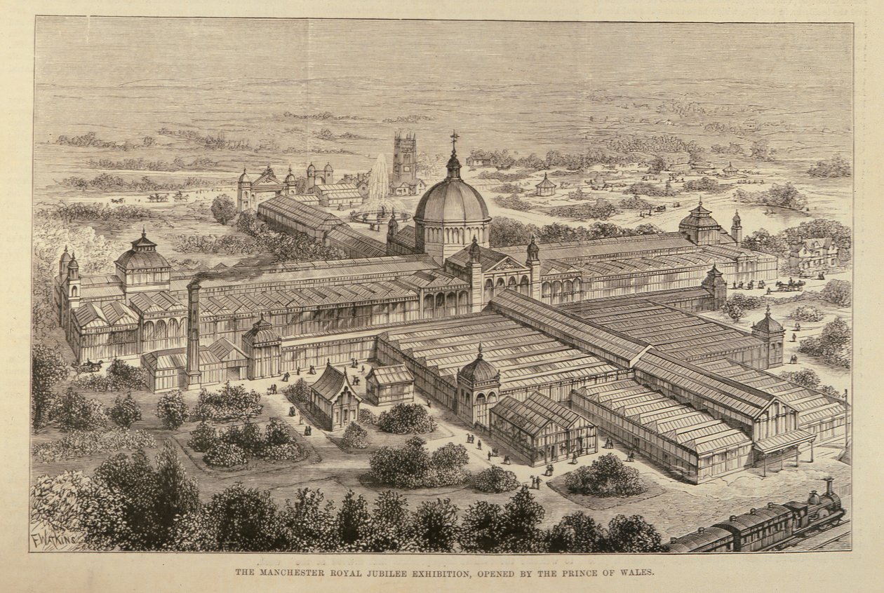 Manchester Royal Jubilee Exhibition, åbnet af Prince of Wales, fra The Illustrated London News, 7. maj 1887 af English School