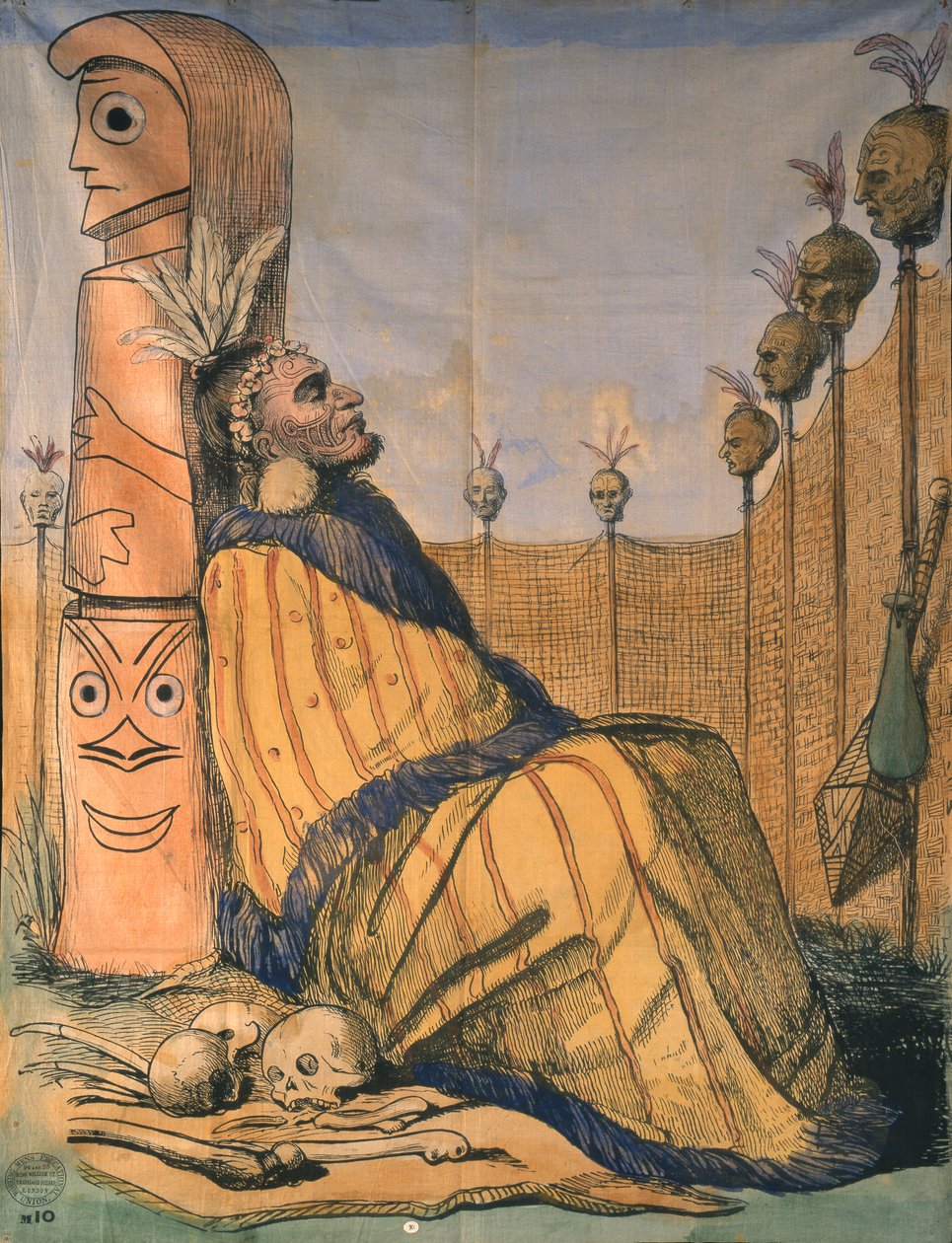 Maori-høvdingen, ca. 1850 (blæk og lakering på lærred) af English School