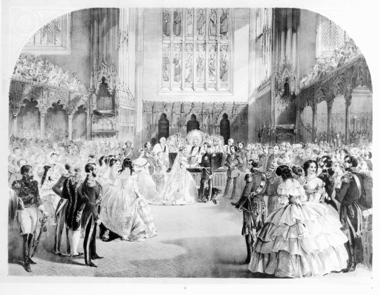 Ægteskabet mellem Victoria, Princess Royal (1840-1901) og kronprins Frederik William af Preussen (1831-88) i Royal Chapel, St. James