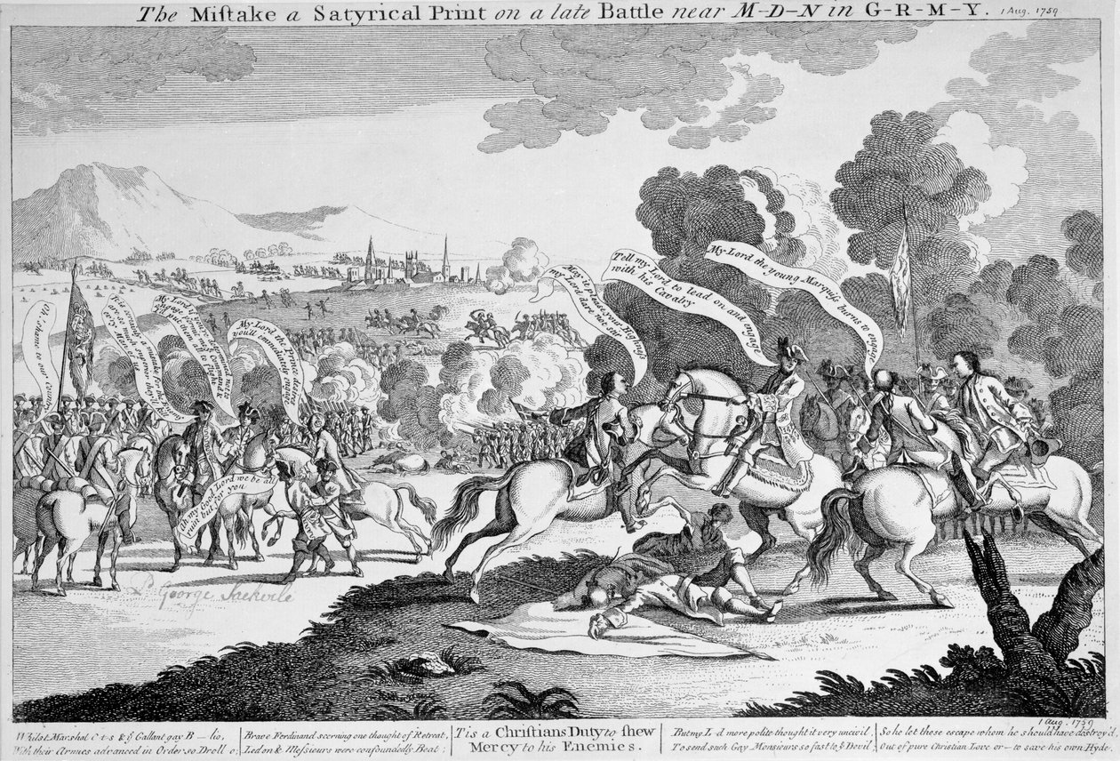The Mistake a Satyrical Print on a Sen Battle near M-d-n in G-r-m-y, c.1759 (radering) af English School