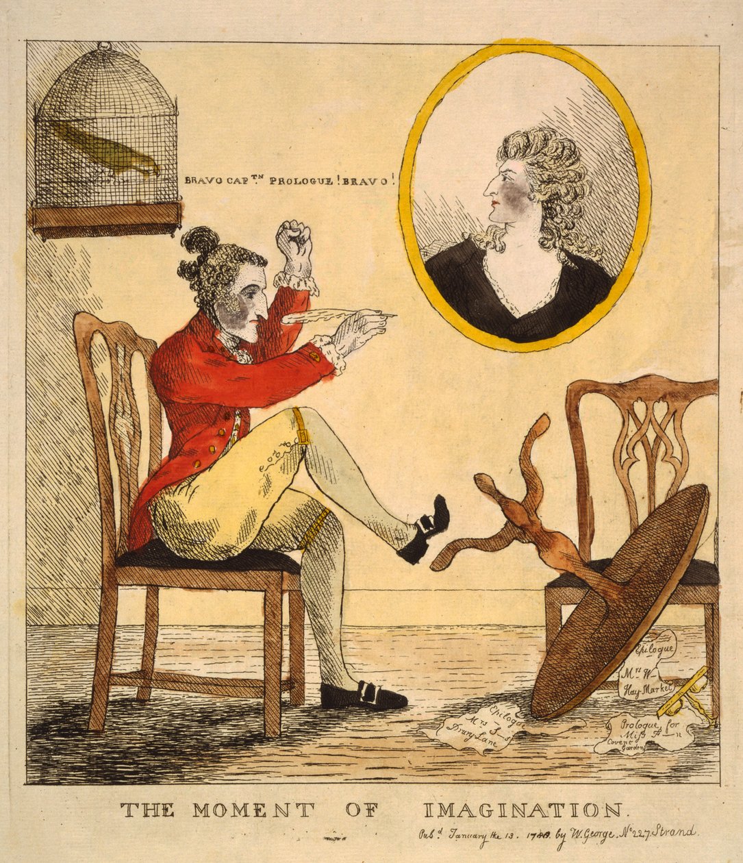 The Moment of Imagination, pub. 1785 (håndfarvet gravering) af English School