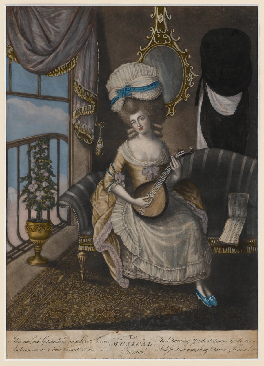The Musical Charmer, 1780 (håndfarvet mezzotint) af English School
