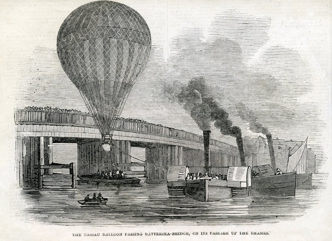 Nassau-ballonen passerer Battersea Bridge af English School