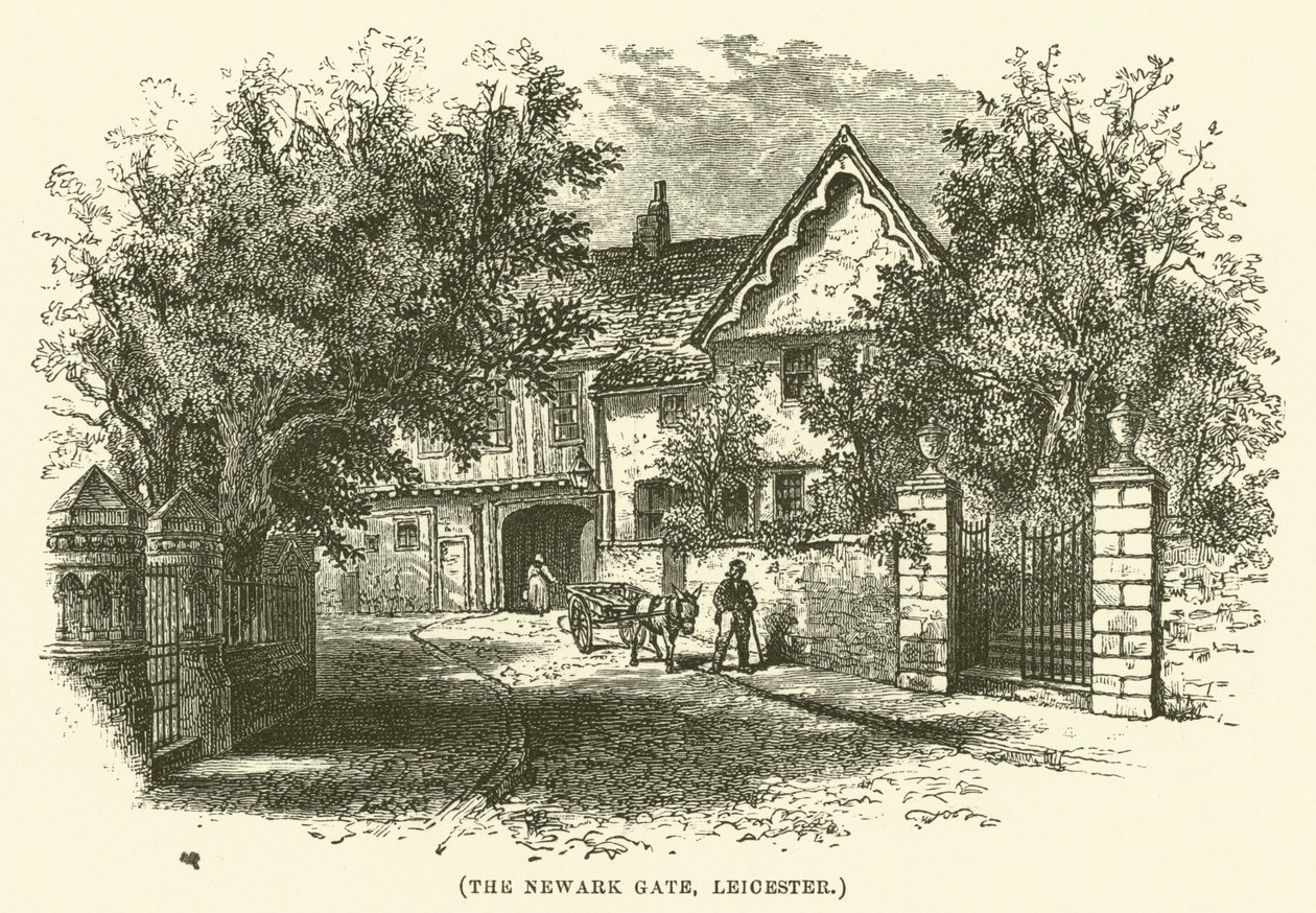 The Newark Gate, Leicester (kobberstik) af English School