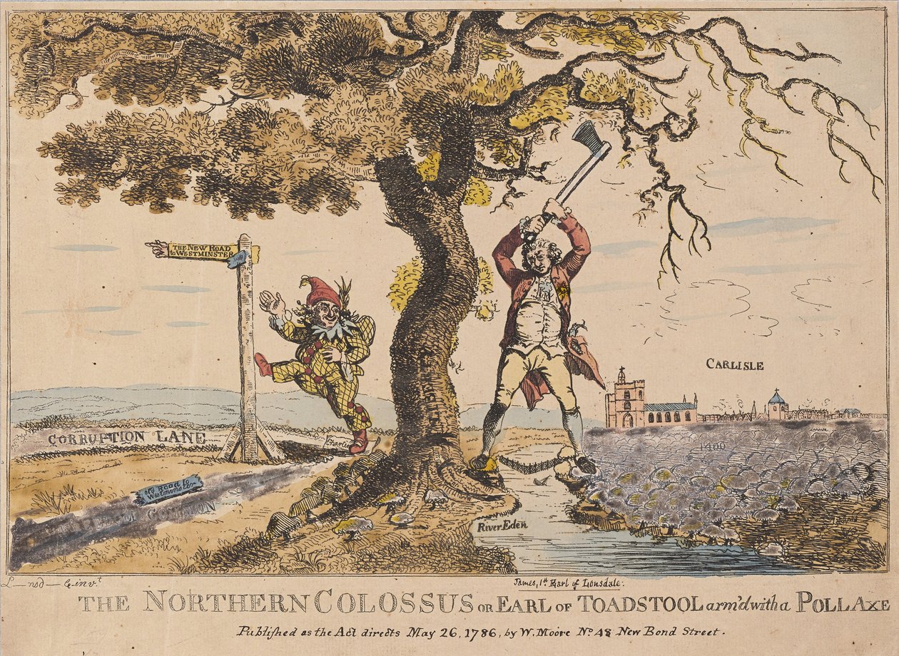 The Northern Colossus eller Earl of Toadstool, pub. 1786 (håndfarvet gravering) af English School
