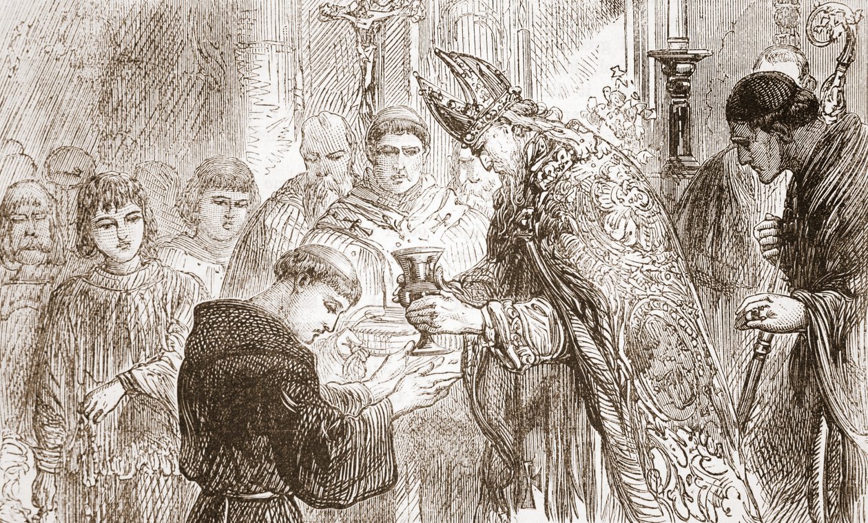 Ordination af Luther til præstedømmet, illustration fra The History of Protestantism af James Aitken Wylie (1808-1890), pub. 1878 af English School