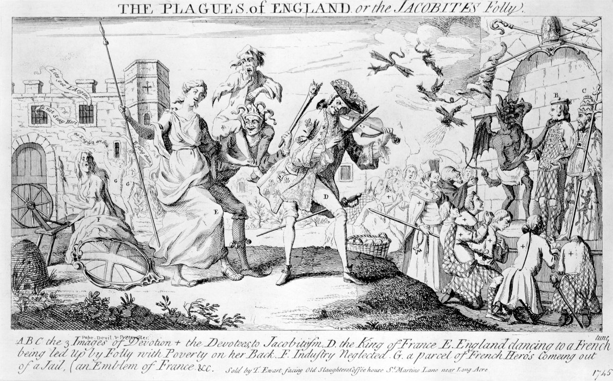 The Plagues of England, or the Jacobites Folly, 1745 af English School
