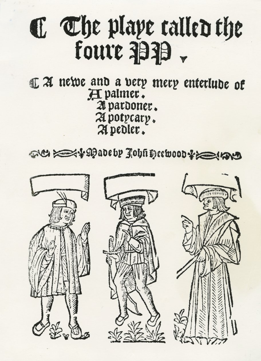 The Play kaldte de fire PP, ca. 1530 (træsnit) af English School