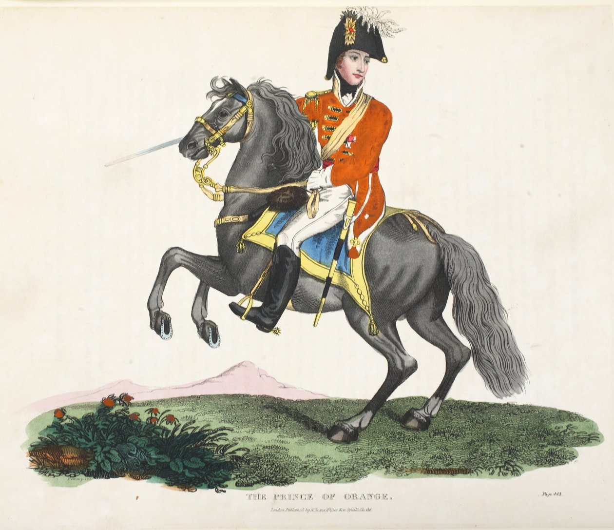 Prinsen af Orange, pub. af Richard Evans, engr Romney, illustration fra An Historical Account of the Battle of Waterloo af William Mudford, 1816 af English School