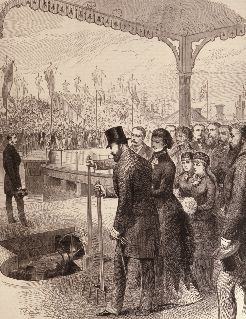 Prinsen af Wales åbner New North Docks i Liverpool, fra The Illustrated London News, 17. september 1881 af English School