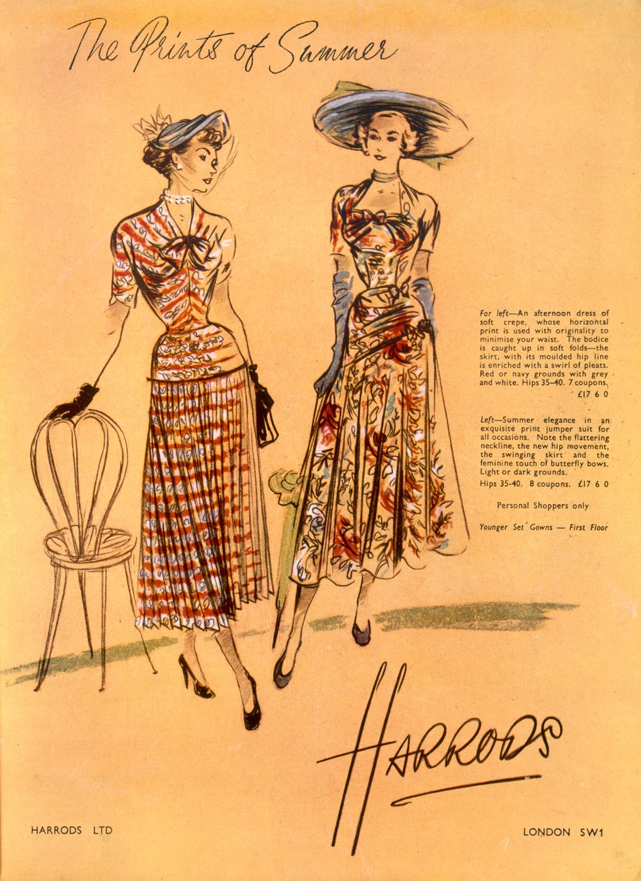 The Prints of Summer, fra Harrods Ltd juni 1948 af English School