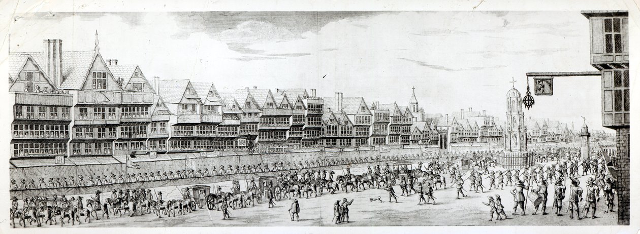 The Procession of Marie de Medici langs Cheapside, 1638, udgivet af William Herbert (1771-1851) og Robert Wilkinson (fl.1785-1825) 1809 af English School
