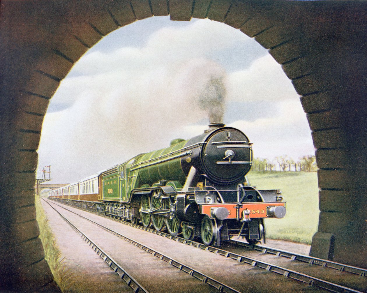The Queen of Scots of the North Eastern Railway, illustration fra The Wonder Book of Railways, fjortende udgave redigeret af Harry Golding, 1929 af English School