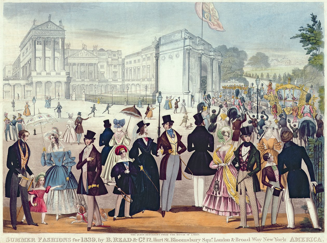 Dronningens tilbagevenden fra House of Lords, 1839 (gravering med akvatinte) af English School
