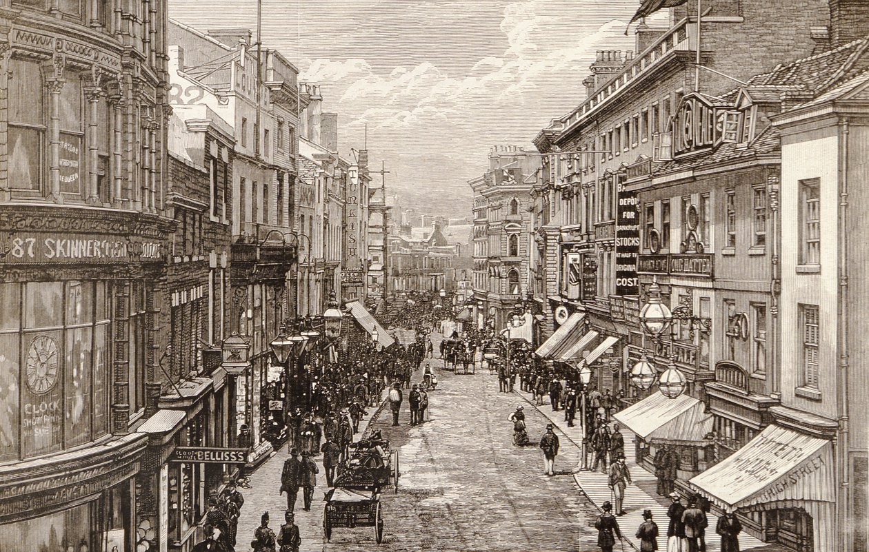 Dronningens besøg i Birmingham: The High Street, fra 