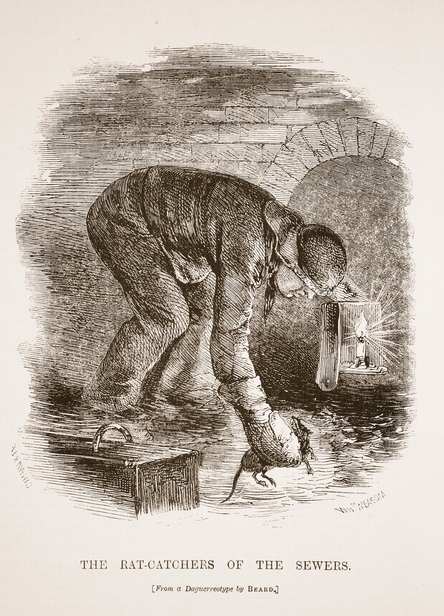 The Rat-Catchers of the Sewers, fra daguerreotypiet af Richard Beard, illustration fra London Labor og London Poor af Henry Mayhew, pub. 1862 af English School