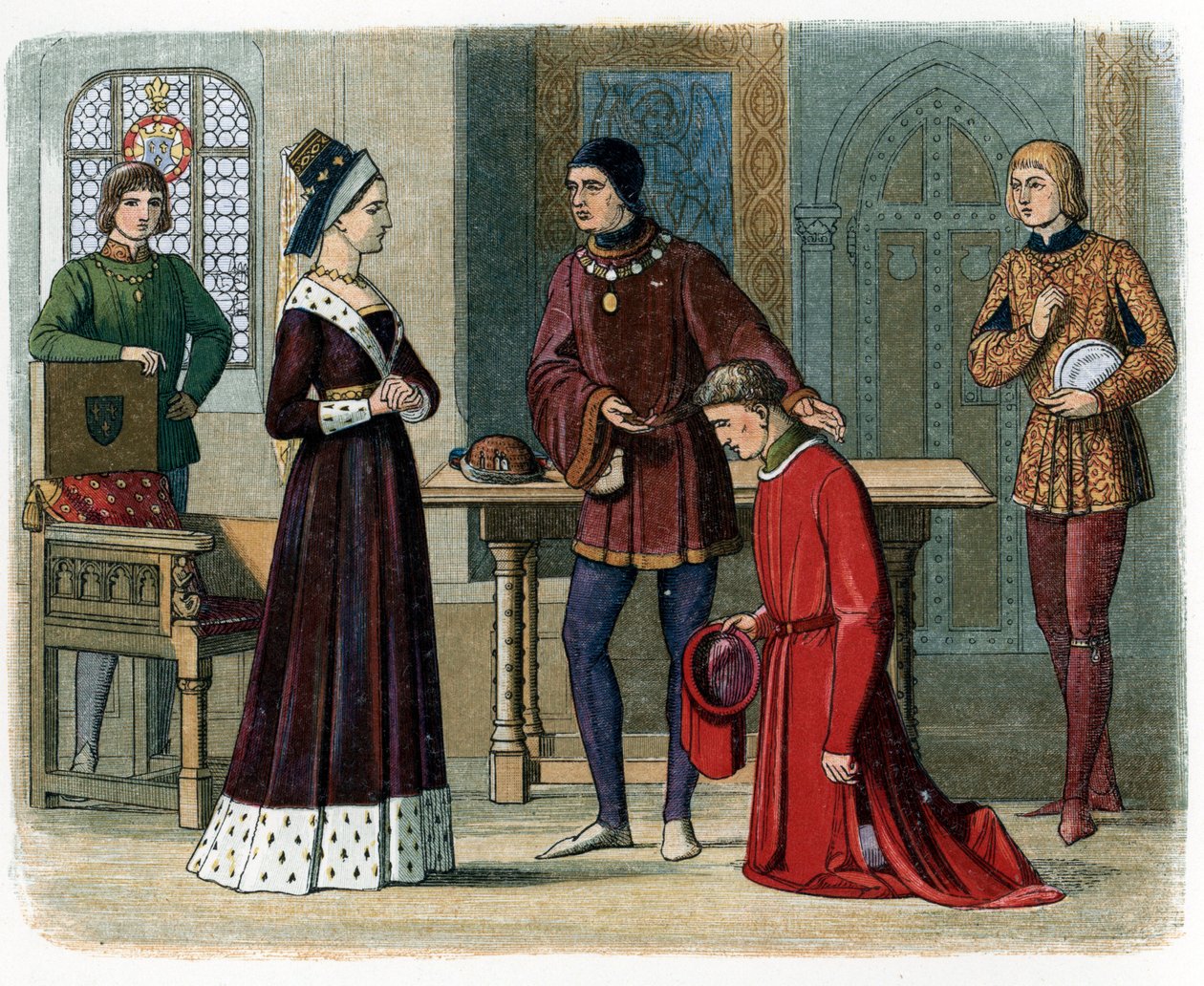 The Reconciliation of Richard Neville, Earl of Warwick, with Margaret of Anjou, illustration fra 