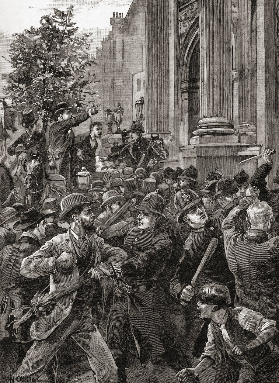 Reform Leaguers i Hyde Park-demonstrationen i 1866. af English School