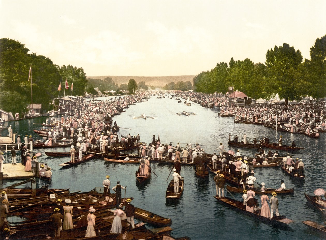 The Regatta Course II, Henley-on-Thames (håndfarvet foto) af English School