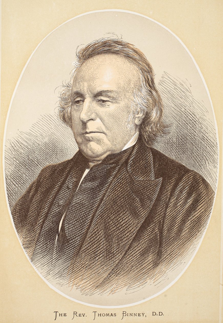 Rev. Thomas Binney, D.D., illustration fra The Pictorial Edition of the Life and Discoveries of David Livingstone af J. Ewing Richie, pub. af A. Fullarton & Co., 1876 af English School