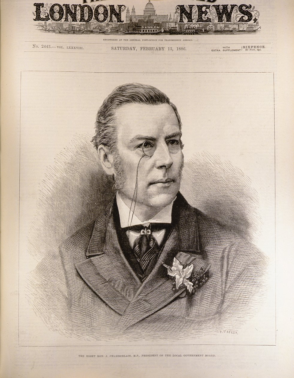 Den højre Hon. Joseph Chamberlain (1836-1914), M.P., formand for den lokale regerings bestyrelse, fra 