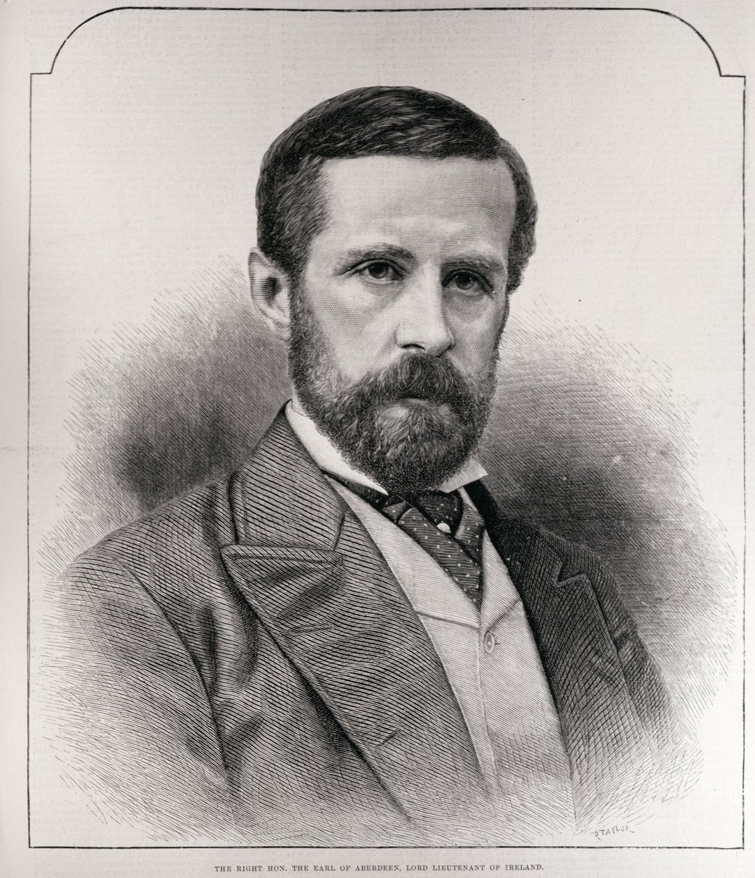 Den højre Hon. The Earl of Aberdeen, Lord Lieutenant of Ireland, graveret af R. Taylor, fra 