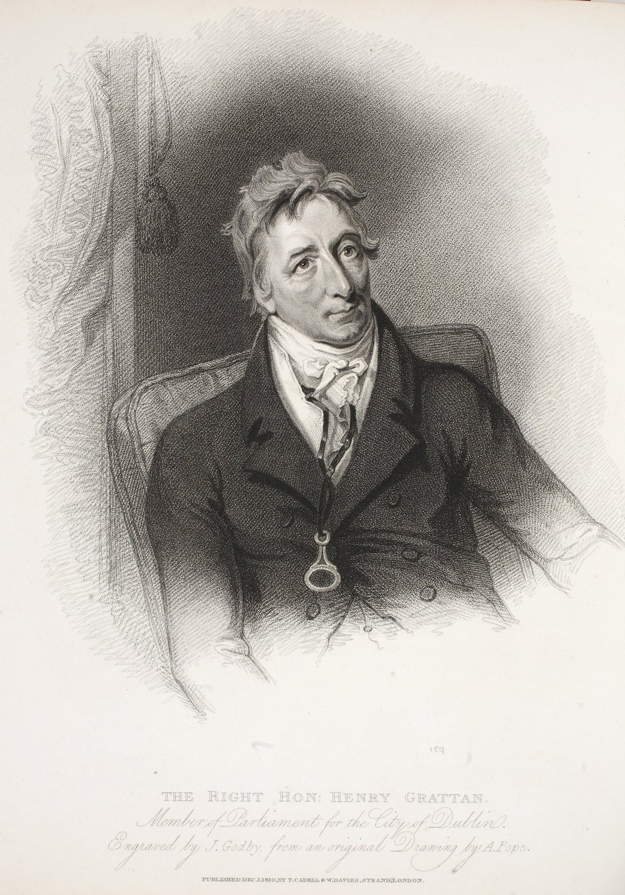 The Right Honorable Henry Grattan, eng J. Godby fra original tegning af A. Pope, 1810 af English School