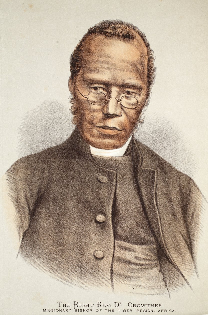 The Right Rev. Dr. Crowther, illustration fra The Pictorial Edition of the Life and Discoveries of David Livingstone af J. Ewing Richie, pub. af A. Fullarton & Co., 1876 af English School