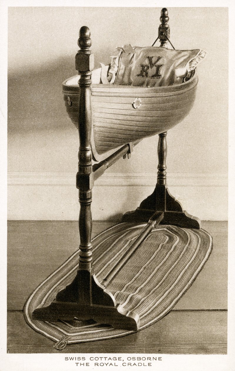 The Royal Cradle, Swiss Cottage, Osborne House, Isle of Wight, ca. 1893 (træ) af English School