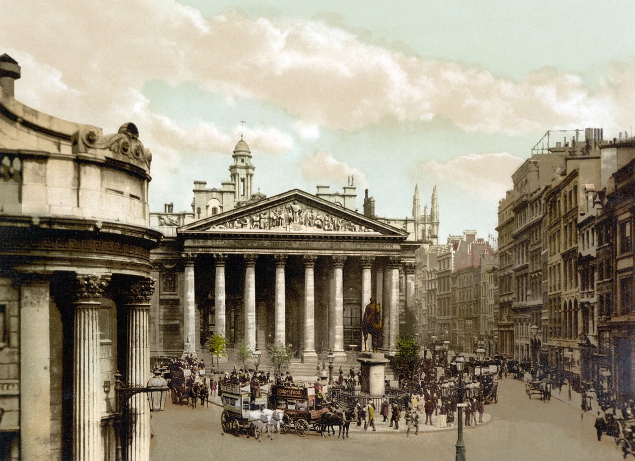The Royal Exchange, London (håndfarvet foto) af English School
