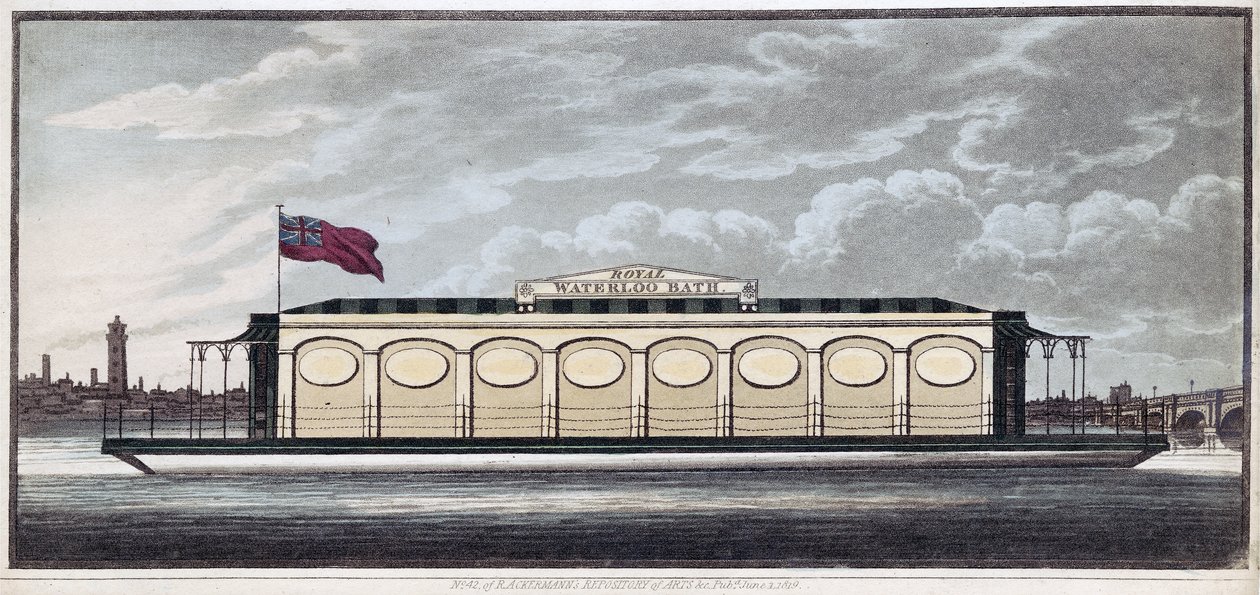 The Royal Waterloo Bath, pub. 1819 (farvegravering) af English School