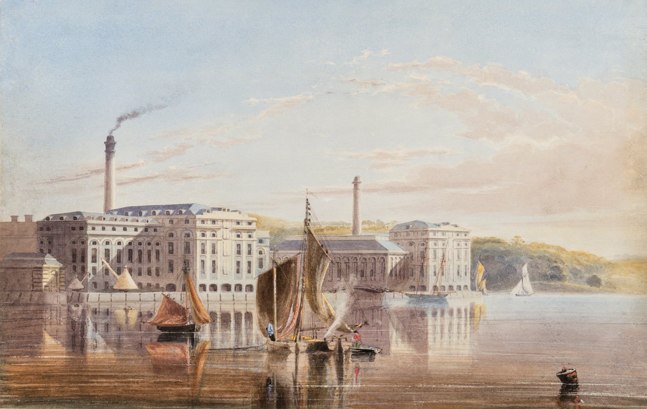 The Royal William Victualling Yard, Stonehouse, ca. 1840 af English School