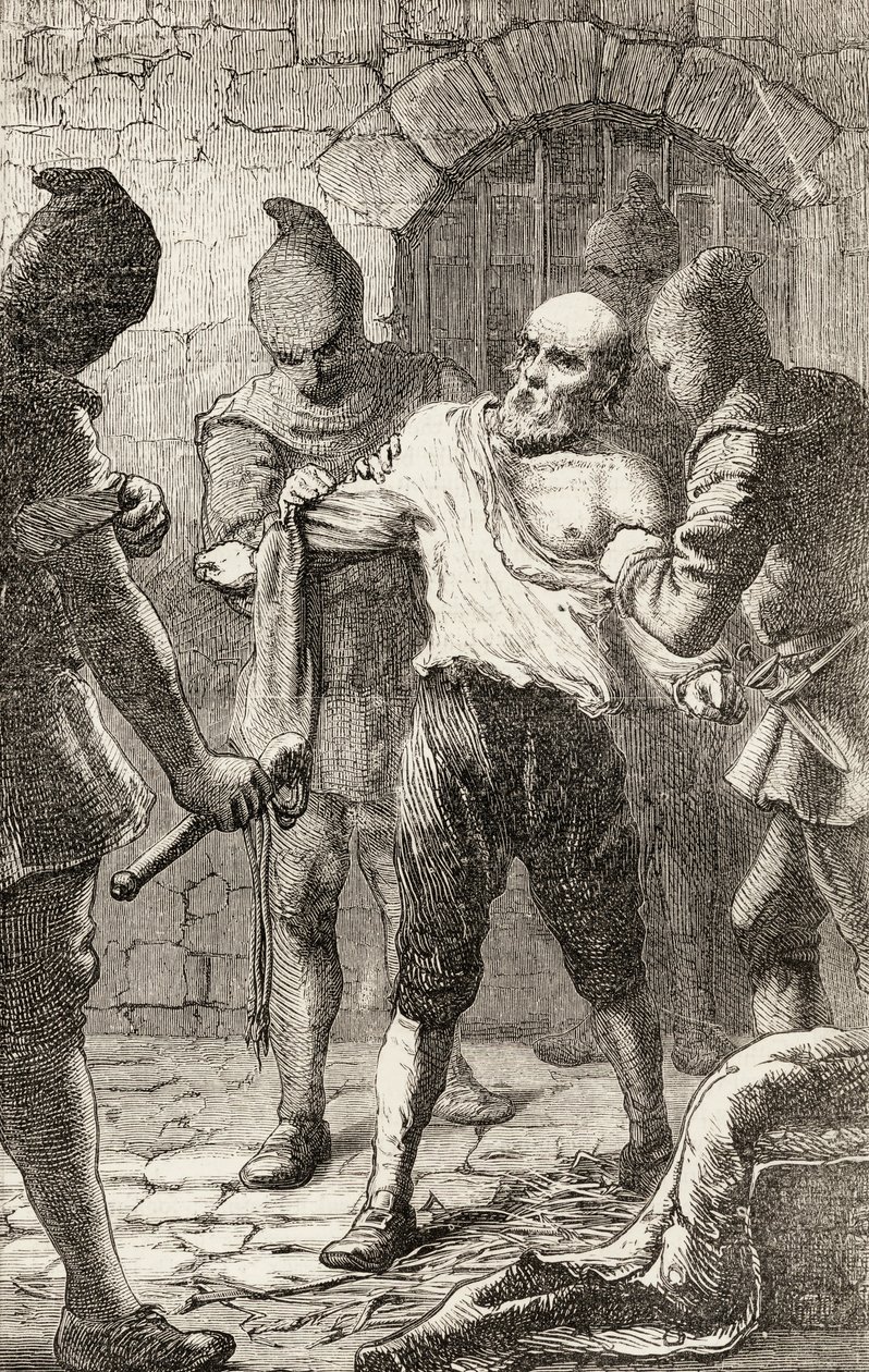 George Penns svøbe under den spanske inkvisition, ca. 1865 (trægravering) af English School