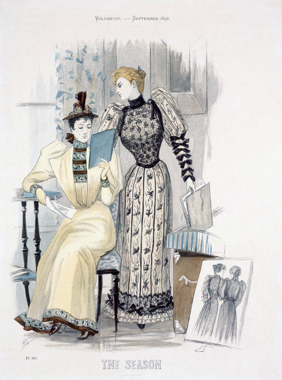 The Season, modeplade for The Queen, september 1892 af English School