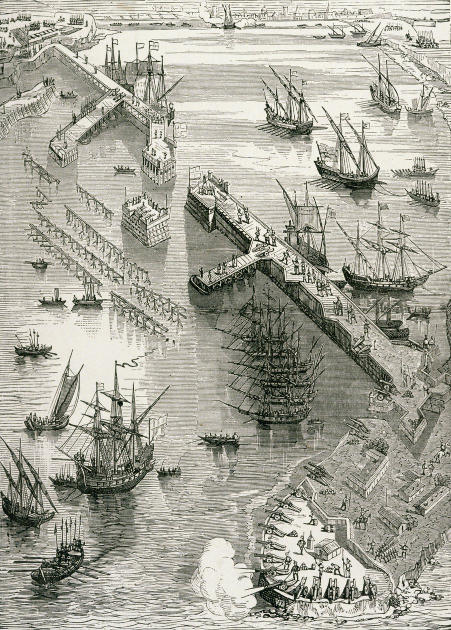 The Siege of Rochelle, fra The History of France, af Emile de Bonnechose, udgivet af Ward, Lock and Co, London af English School