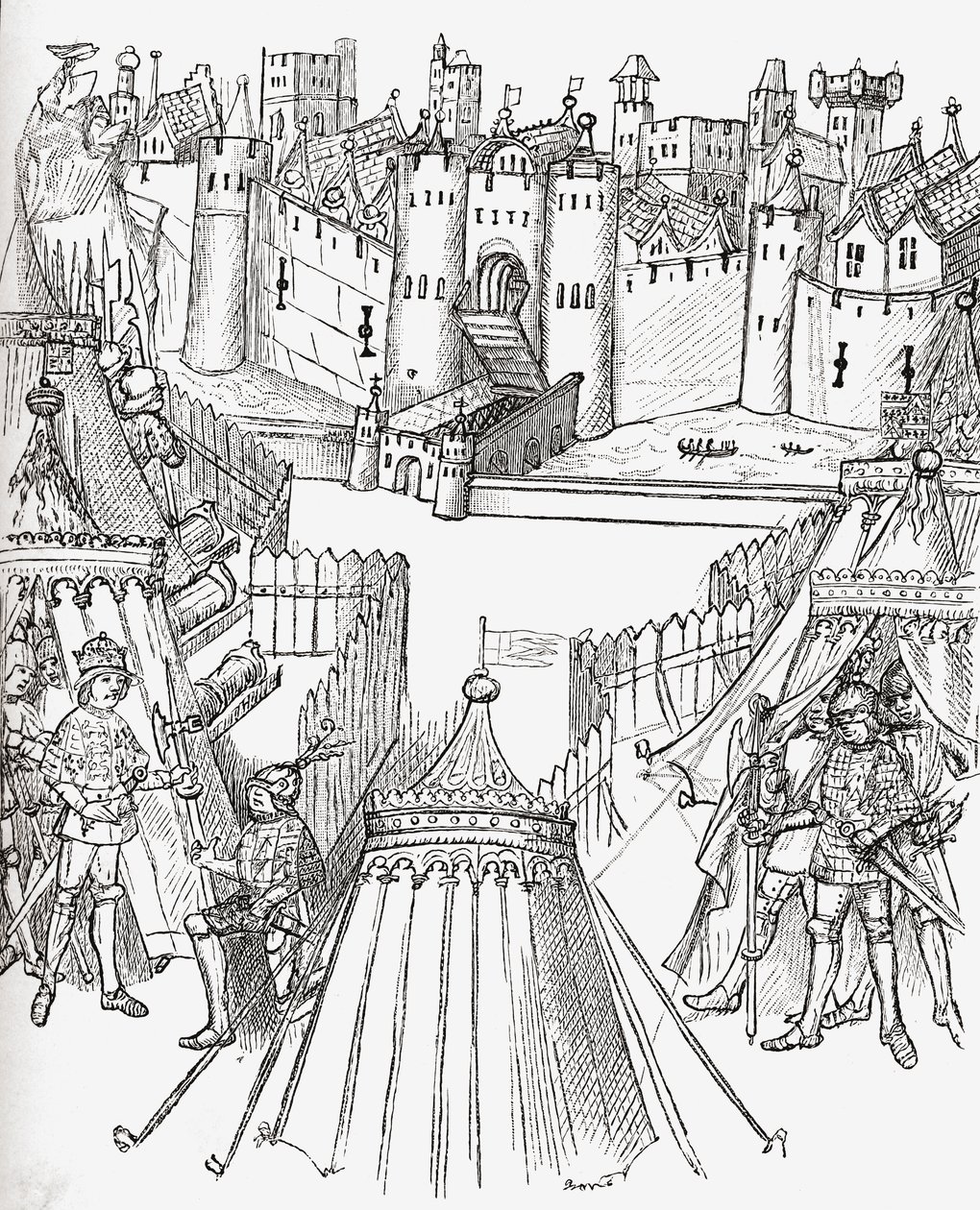 Belejringen af Rouen, Frankrig i 1418, fra "A Short History of the English People" af J. R. Green, udgivet i 1893 af English School