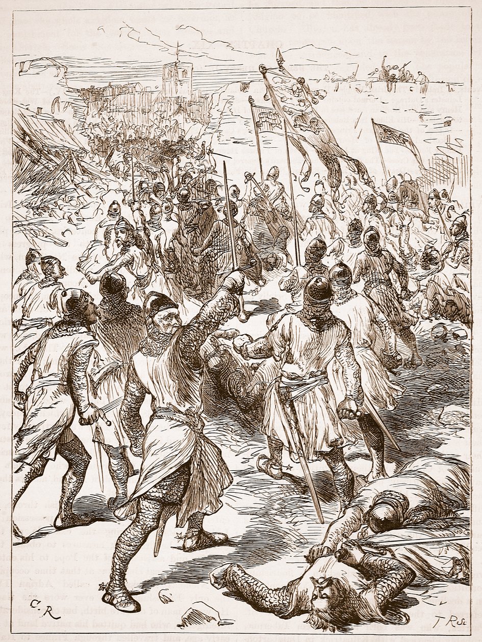 The Siege of Waterford, illustration fra Cassells Illustrated History of England (sepia foto) af English School