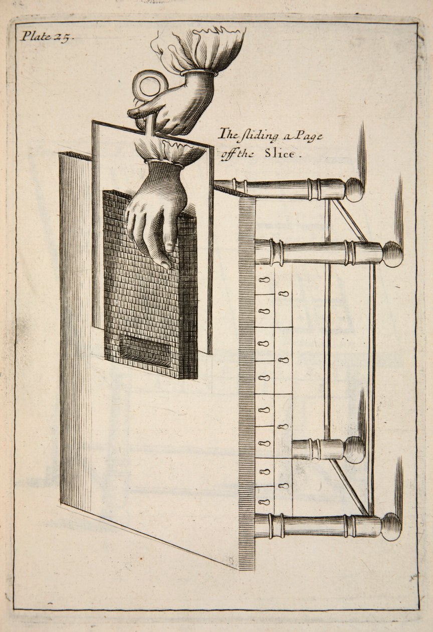 The Sliding a Page off the Slice, pub. 1683 stik. af English School