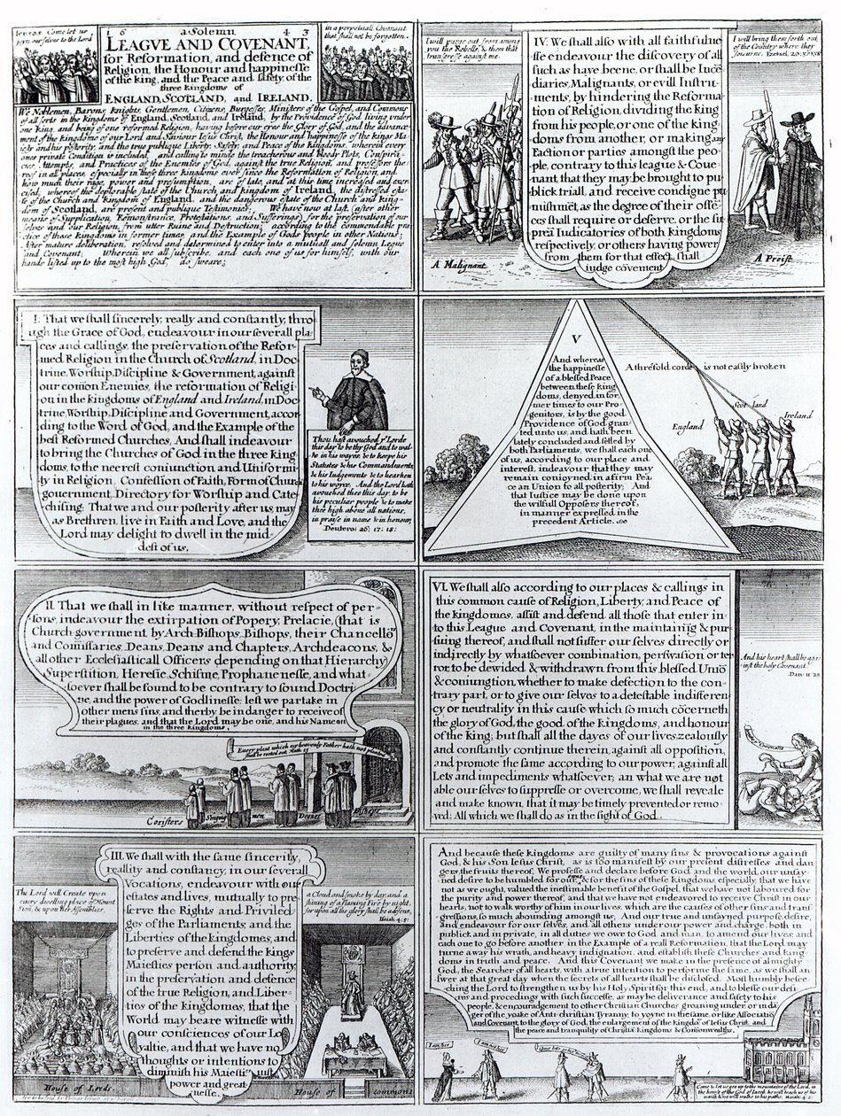 Den højtidelige liga og pagt af 1643, indgraveret af W. Hollar (1607-77) af English School