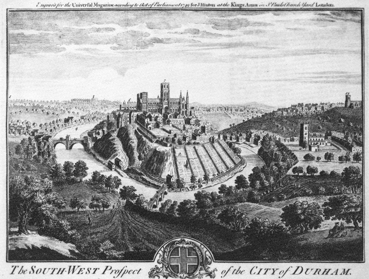 The South-West Prospect of the City of Durham, omkring 1600 af English School