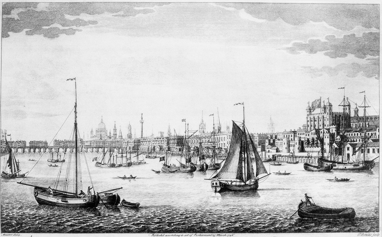 The South East Prospect Of London (gravering) af English School