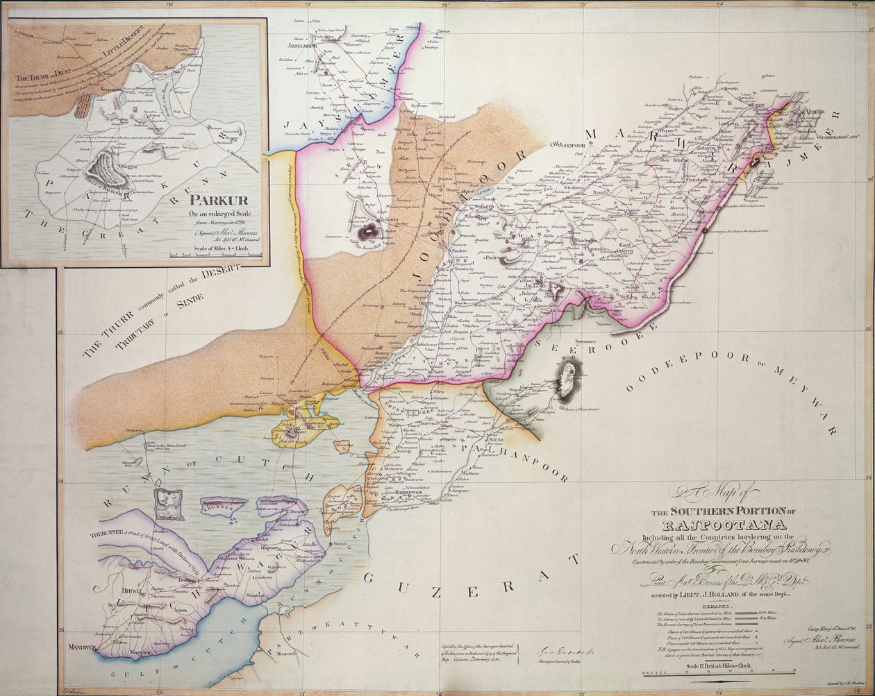 Den sydlige del af Rajpootana, 1820 (farvegravering) af English School