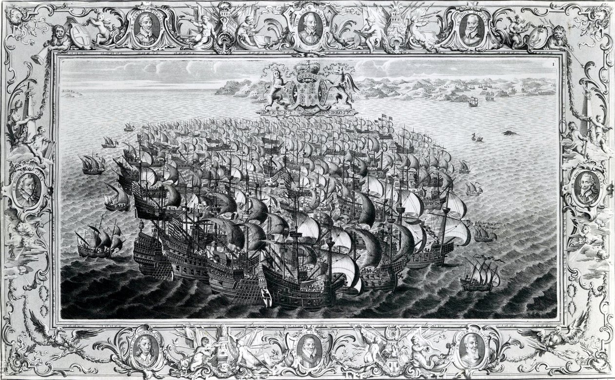 Den spanske armada, udgivet af John Pine, 1739 af English School