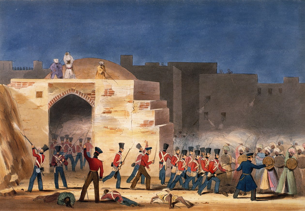 The Storming of Ghuznee, indvendigt set af Gateway i 1839, Første afghanske krig af English School