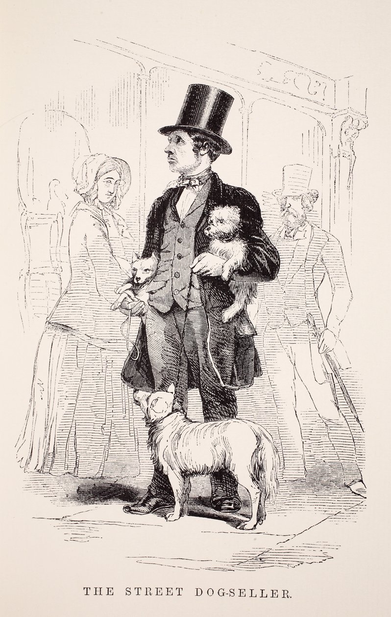The Street Dog-Seller, illustration fra London Labor og London Poor af Henry Mayhew, pub. 1862 af English School