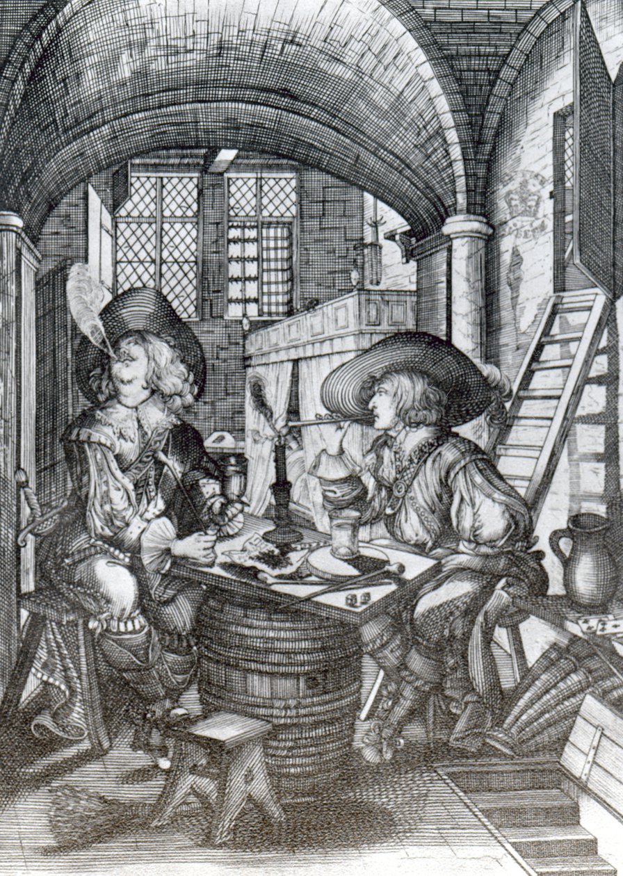 The Sucklington Faction, eller (Sucklings) Roaring Boyes, trykt i 1641 (gravering) af English School