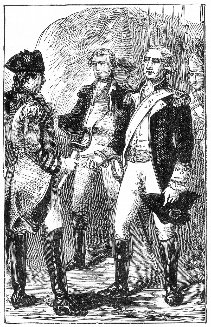 The Surrender of Cornwallis, fra The History of France, af Emile de Bonnechose, udgivet af Ward, Lock and Co, London af English School