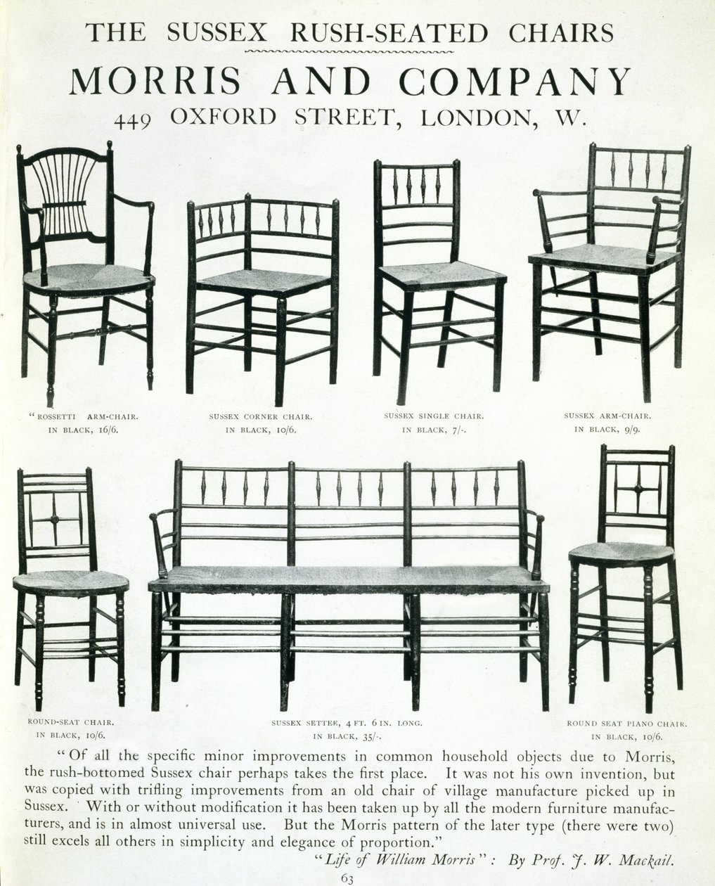 Sussex Rush-Seated Chairs, lavet af Morris and Company af English School